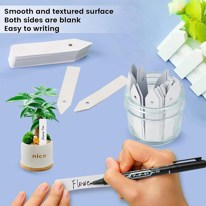 Plant Labels, 3-Inch Plant Markers,200Pcs Plant Tags, Plant Labels for Seedlings, Garden Labels with Pen for Identifying Seedlings, Flowers and Vegetables, White, Waterproof