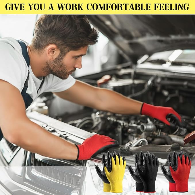 Gardening Gloves for Men Women Breathable Rubber Coated Working Gloves for Outdoor Gardening Yard Work