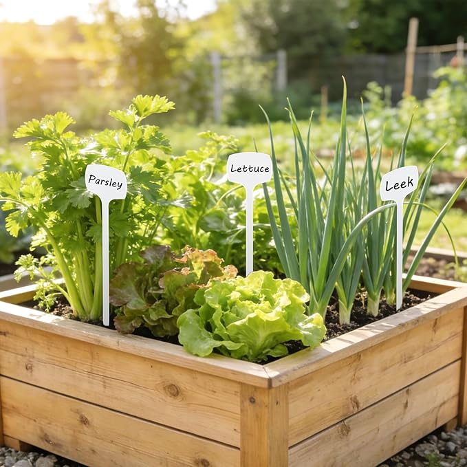 KINGLAKE Outdoor Large Plant Labels - 50 Pcs Tall Plastic Plant Tags Nursery Garden Labels Plants Markers for Outdoor Garden Waterproof Plants Name Tags for Vegetables Herb with Permanent Marking Pen