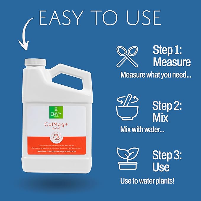 ENVY CalMag+ Fe (4-0-0) Professional Grade Calcium, Magnesium and Iron Liquid Plant Food | Superior Calcium Source (No Calcium Chloride) (8 oz)