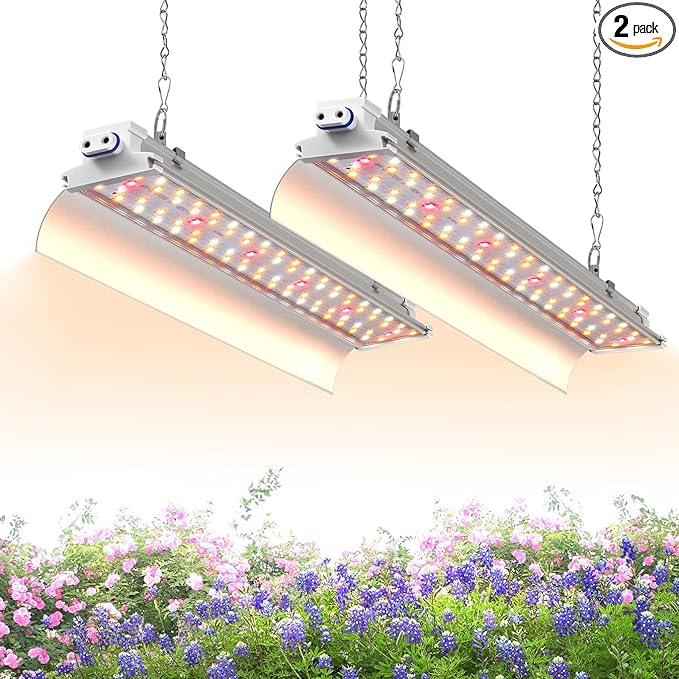 1.4FT Hanging Grow Light for Indoor Plants, Full Spectrum with 660nm Red LED, T5 2020T Light Fixture, 36W(2×18W) Grow Lamp with Reflectors for Seedling Tray, 2-Pack