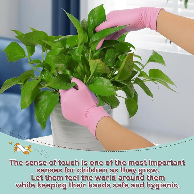 Kids Disposable Nitrile Gloves for 4-10 Years, Suitable for Cooking, Gardening, Painting, Powder and Latex Free-100 PCS