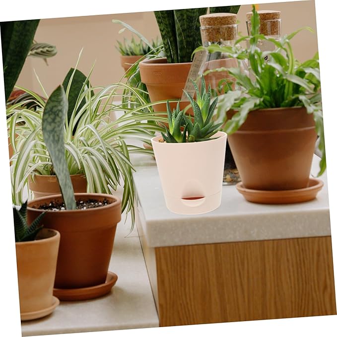 GANAZONO Self-Watering Planters Decorative Plant Pots Automatic Flower Pots for Set of 2