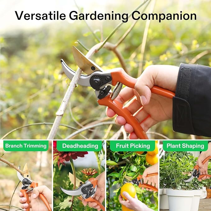VIVOSUN 8" Bypass Pruning Shears for Gardening, Heavy-Duty Garden Scissors, Ultra Sharp Pruners with 3/4 in. Cut Capacity, Garden Clippers for Pruning