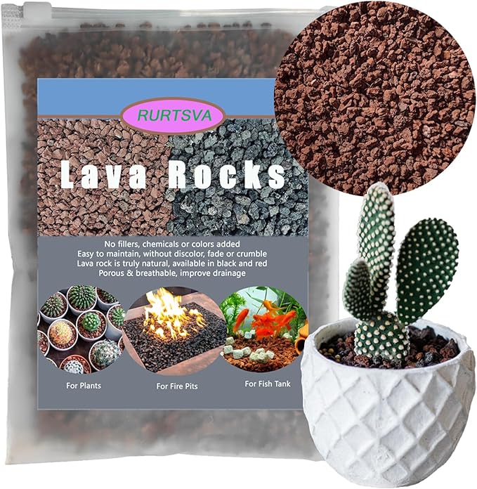 Lava Rocks for Plants, Volcanic Stones Gravel Horticultural Drainage Potting Soil for Indoor Outdoor Plants, Succulents, Bonsai, Cactus, Vase Fillers, Top Dressing (Red, 5lbs)