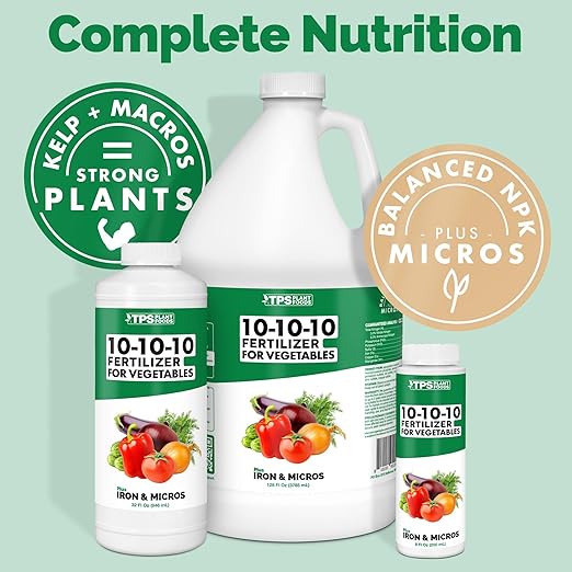 10-10-10 Fertilizer for Vegetables – Liquid Plant Food with Iron & Micronutrients for Balanced Nutrition, Strong Roots & Healthy Harvests, 32 oz