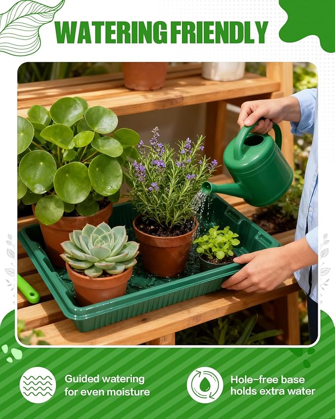 joyhalo 10 Packs Seed Starter Trays (No Drain Holes), 14.8"x9.6" Thicken Reusable Plant Grow Trays, Ideal for Seed Starting, Growing Microgreens, Indoor Gardening, 2.2" Deep