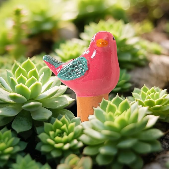 SURE YUESI 4 Pack Self Watering Bird Shaped Globes, Terracotta Vacation Planters Devices with Slow Release Automatic Watering Spikes, Plant Watering Pots for Indoor and Outdoor Potted Plant