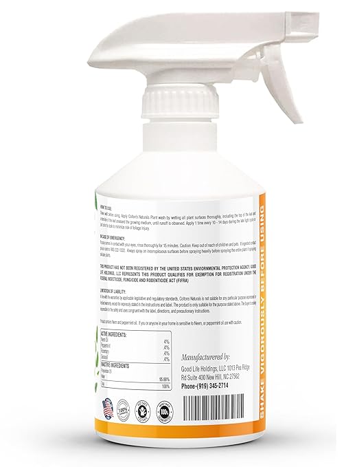 Plant Wash Spray – Neem Oil & Peppermint Oil Formula – Cleans & ConditionsLeaves, Removes Dust & Residue – Indoor & Outdoor Plant Care, Leaf Cleaner for Healthy, Vibrant Foliage Ready to use Spray