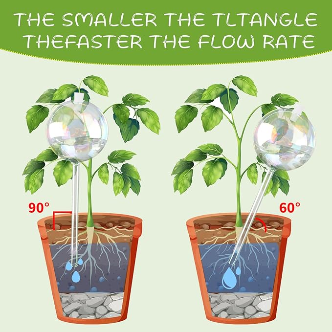 13oz Up to 2 Weeks Large Plant Watering Globes - Self Watering Bulbs and Planter Insert for Indoor & Outdoor Plants, Glass Water Globes Automatic While Away (4 Pack)