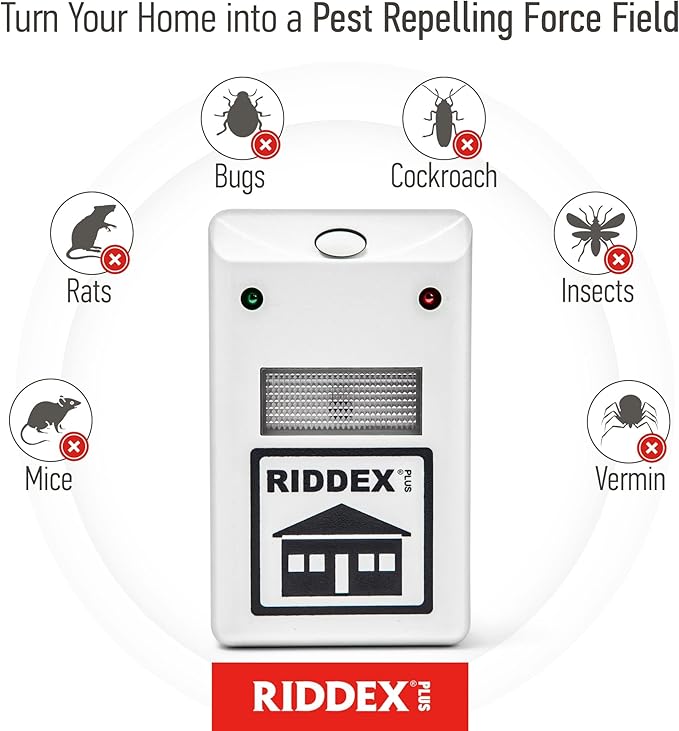 RIDDEX Plus Insect Repellent | Plug in, Mouse Deterrent - Pest Control for Defense Against Rats, Mice, Roaches, Bugs and Insects | Control Pests with No Chemicals or Poison | White 3-Pack