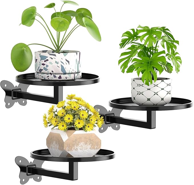 Wall Mounted Plant Holder - Butterfly Metal Hanging Shelf for Indoor Plants Succulents Flowers Decor Sturdy Wall-Mounted Storage for Bedroom Living Room Bathroom Space-Saving Home Organizer 3-Pack