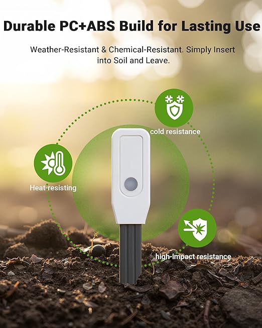 Smart WiFi Soil Moisture Meter for Plants, 2-in-1 Sensor with App Alerts | Monitor Moisture & Temperature Remotely, Real-Time Data for Indoor/Outdoor Gardening, Houseplants Care