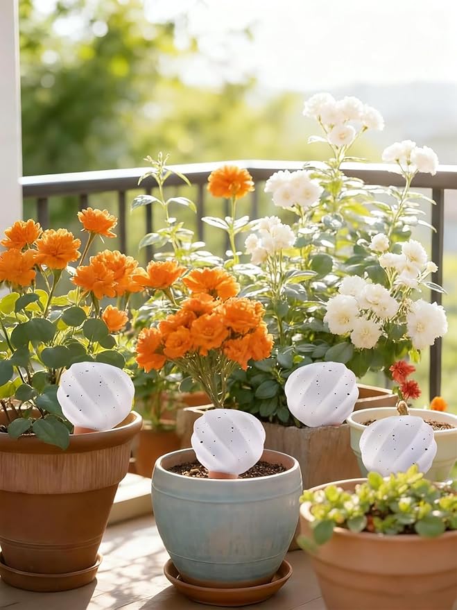 Kalolary 4PCS Plant Watering Globes Self Watering Stakes Terracotta Drip Water Stakes﻿ Irrigation Watering Bulbs for Pot, Indoor, Outdoor, Vacation ﻿(White Conch)