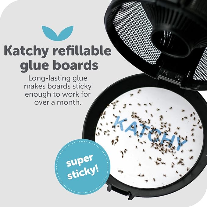 Katchy Original and Midnight Glue Board Refills (16 Pack) – Catcher & Killer for Mosquito, Gnat, Moth & Fruit Fly – Indoor Flying Insect Trap Glue Board Refills – Non-Zapper Traps for Buzz-Free Home