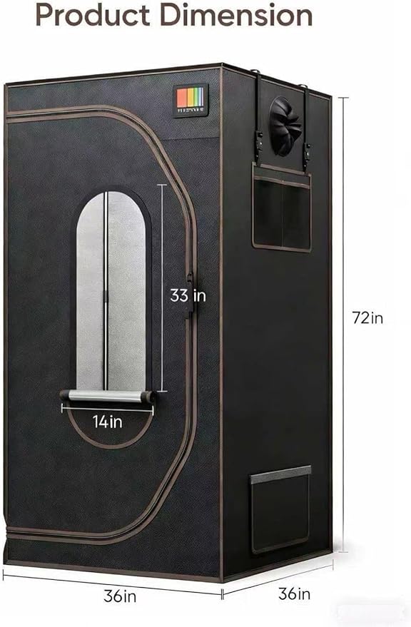 The Growing 3x3 Grow Tent 36"x36"x72", Medium Light Proof Indoor Hydroponic Grow Tent with Reflective Mylar Observation Window and Floor Tray for Indoor Plant Growing