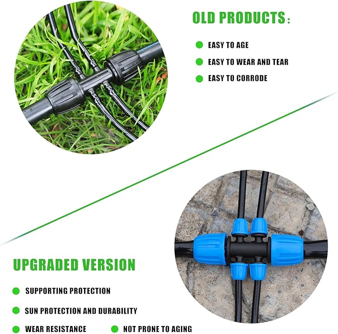 10 Pcs 1/2 to 1/4 inch Garden Hose Tubing Irrigation Fittings,6-Way Anti-Leak 1/2'' to 1/4'' Locked Barbed Drip Irrigation Tee Connectors (1/2"IDx0.6-0.63"OD) 1/2'' to 1/4'' Irrigation Tubing Fitting