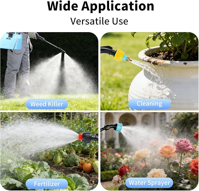 1.3 Gallon Electric Garden Sprayer, Battery Powered Sprayer with USB Rechargeable Handle, 4 Mist Nozzles, Retractable Wand, Lawn & Weed Chemical Sprayer