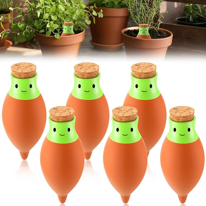 LemonRoad 6 Pcs Self Watering Terracotta Globes 11.5oz Large Ollas Plant Watering Globes Planter Insert Spike Pot Clay Planter Irrigation Device for Outdoor Indoor Easy to Refill Plant Lover Gift
