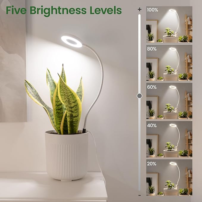 LORDEM Indoor Plant Grow Lights with 6/8/12/16H Auto Timer, 3 Spectrum Modes, Full Spectrum LED, Adjustable Height, for Small Plants, 3 Pack White