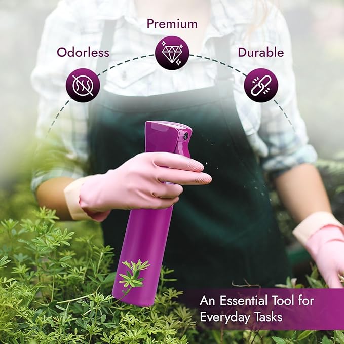 VIGOR PATH Continuous Spray Bottle for Hair – Fine Mist Mister for Hairstyling, Cleaning, Plants, Pets, Barbers, Salons, and Essential Oil Applications (300ml/10 oz) Light Purple