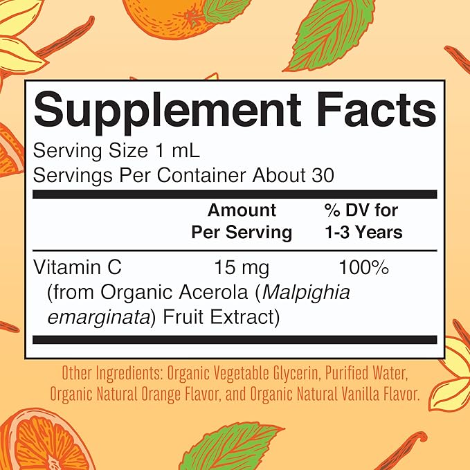 MARYRUTH'S Organic Toddler Vitamin C Drops for Immunity | Ages 1-3 Years | 15 mg Per Serving | Vitamin C for Immune Support & Overall Health | Vegan | Sugar Free | Gluten Free | Non-GMO | 30 Servings