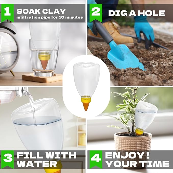 4 Pcs 17 Oz Self-Watering Planter Insert Self-Watering Planter Globes with Slow Release Water Control for Indoor & Outdoor Plants (4, Heart Shape)