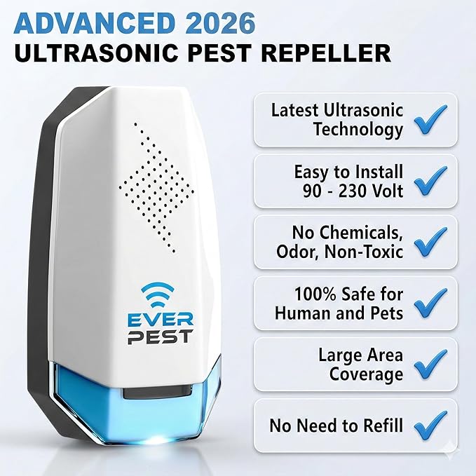 Ultrasonic Pest Repeller Control Plug in 2 Pack- Electronic Insect Defender - Roach Bed Bug Mouse Mosquito - Indoor Reject - for Cockroach Ants Mice Fly Rat Bedbug