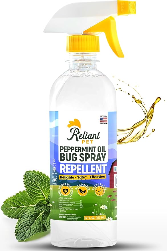 Reliant Pet - Peppermint Oil Spray for Bugs - 16oz - Insect and Pest Control Spray - Pet Friendly Bug Spray Safe for Kids and Pets - Made in USA - Ant, Spider, and Roach Spray Indoor