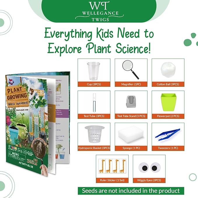 Plant Science Kit for Kids Ages 8-12 | STEM Educational Gift with 19 Experiments | Grow Real Plants from Kitchen Seeds | DIY Biology Set for Boys & Girls Birthday Christmas