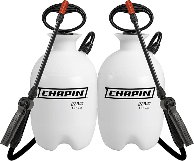 Chapin 22541 Pump Sprayer, 1‑Gallon, Foaming, Lawn & Garden, Translucent Poly Tank, Adjustable Nozzles, Anti‑Clog Filter, 12" Wand, 34" Reinforced Hose for Weed, Pest, Fertilizer Applications, 2 Pack