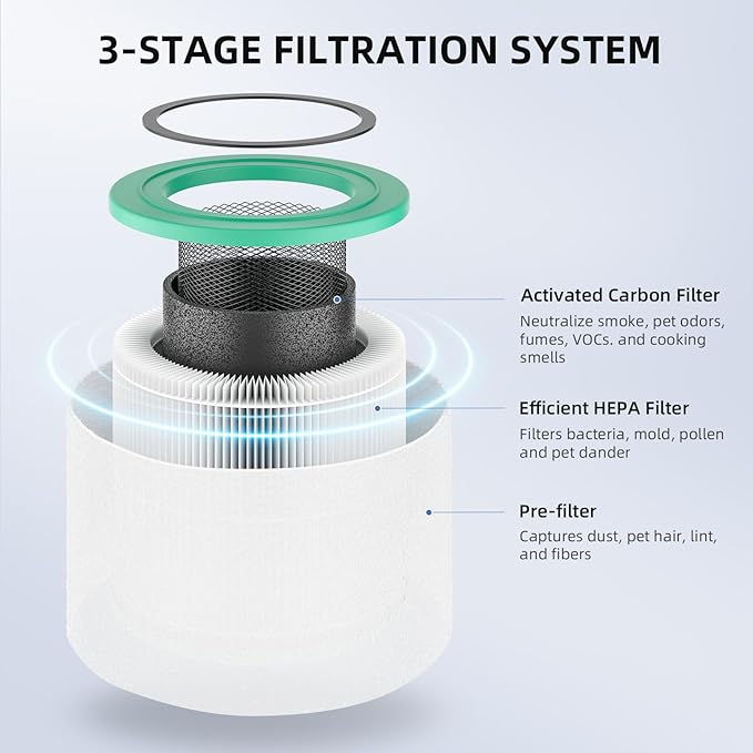 AromaRoom Smoke HEPA H13 Air Purifier Filter Replacement with Coconut Shell Carbon Filters, Compatible with AP100/AP102, Effectively Eliminates Smoke, Harmful Gases, Odors, 2 Packs, AP100-RF-SR，Green