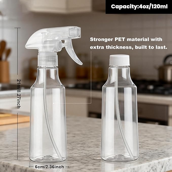 Spray Bottles 12oz/350ml Empty Spray Bottle for Hair Plastic Mist/Stream Spraying Heavy Duty Spray Bottles for Cleaning Solutions, Plants 2 Pack (Clear2pcs)