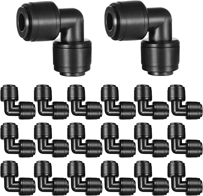 20 Pack 1/4" Quick Connect Fittings Elbow Connectors,1/4 Inch Irrigation Tubing Fittings Anti-Drop Push to Connect Fittings Locked Elbow for 1/4 Inch Drip Irrigation Tubing Garden Irrigation System