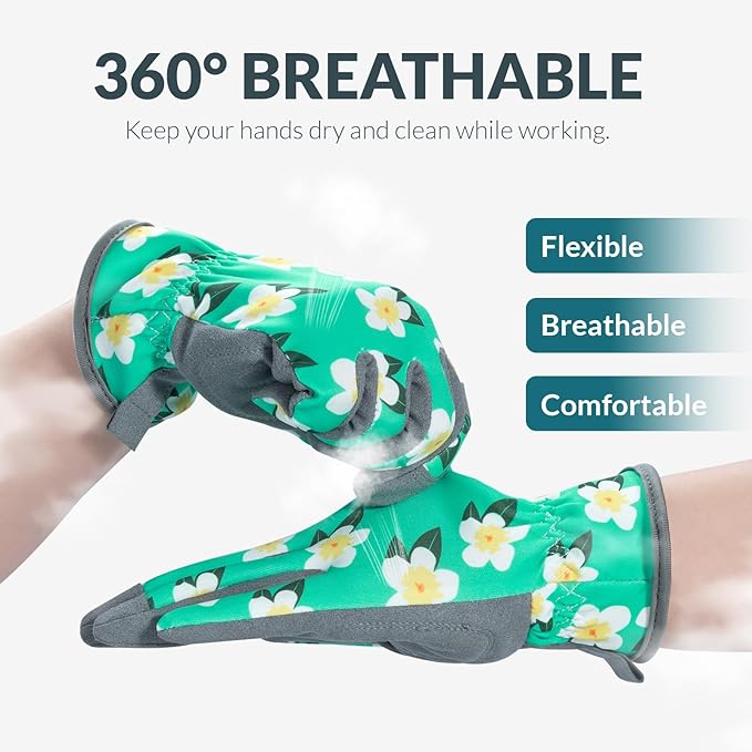 Baidast Gardening Gloves for Women, Breathable Leather Garden Gloves with Grip, Thorn Proof Work Gloves