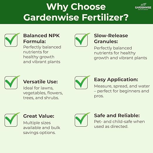 Gardenwise 13-13-13 Slow Release Granular Fertilizer – All Purpose Plant Food 13 13 13 for Outdoor Grass, Vegetables, Roses, Flowers, Shrubs, Trees. Lawns, Gardens, Potted Plants (3 quarts)
