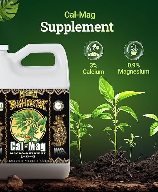FoxFarm Bush Doctor Cal Mag for Plants - OMRI Listed for Organic Gardening - 1-0-0, 3% Calcium, 0.9% Magnesium - 1 Gallon