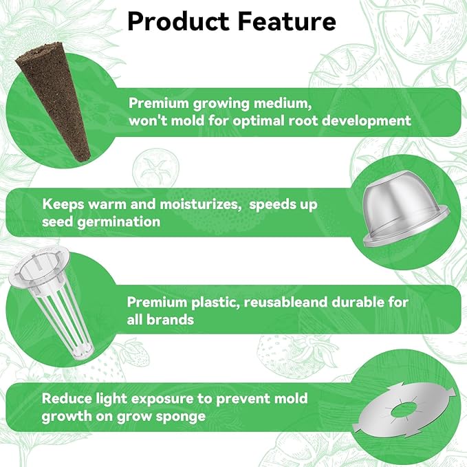 inbloom Organic Salad Seed Pod Kit for AeroGarden, Ahopegarden Hydroponics Growing System,Low-Calorie Food, 12-Pods (350+ Seeds, Include Fast and Butter Lettuce, Red Cherry and Golden Cherry Tomato)
