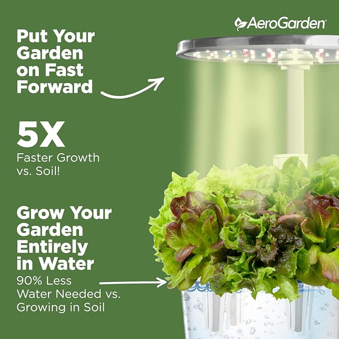 AeroGarden Harvest Elite 360 Indoor Garden Hydroponic System with LED Grow Light and Herb Kit, Holds up to 6 Pods, White