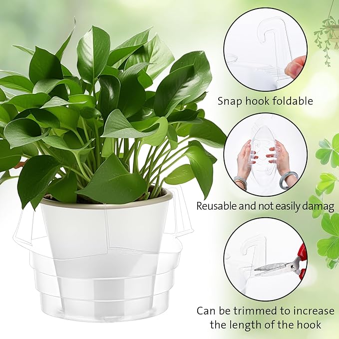 Baderke 12 Pcs Hanging Plant Water Catcher Tray Includes 4 Pcs Clear Plastic Plant Saucer Drip Pans for Indoor Outdoor Hanging Basket Flower Pot (6 8 10 Inch)