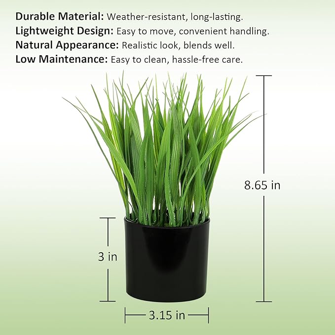 2 Pack Fake Plants Indoors Potted Wheat Grass Faxu Plants for Desk Table Shelf Decor, Artificial Plants Greenery Indoor for Bathroom Office Kitchen Living Room Home Decoration