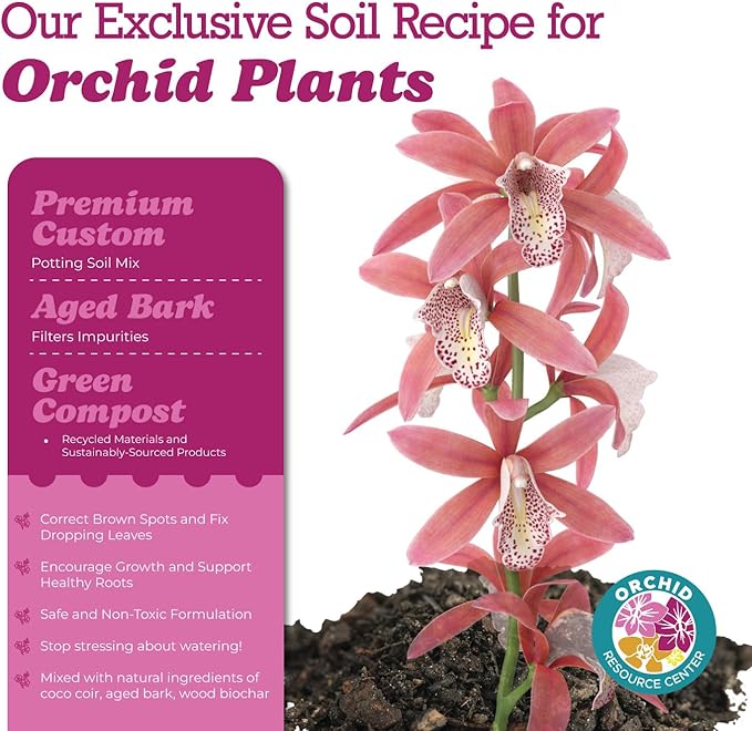 100% Organic Orchid Potting Soil – Nutrient-Rich, Well-Draining Blend for Stronger Roots & Vibrant Growth | Hand-Blended & Eco-Friendly | Made in USA | 2.3L Bag