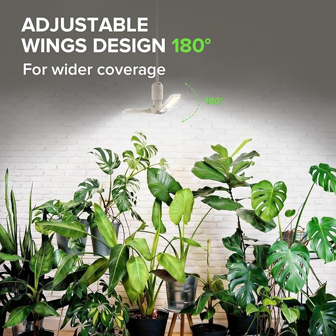 SANSI Grow Lights for Indoor Plants, 99 LEDs Plant Growing Lamp with Timer, 30W 2000LM 4000K Plant Light with Full Spectrum High PPFD, Height Adjustable Wings, 16.4FT Power Cord for Tall Large Plants