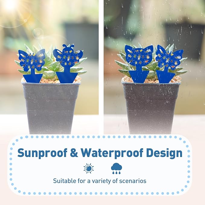 48 Pack Fruit Fly Traps for Indoor Outdoor, 3 Shapes Blue Sticky Bug Traps, Double-Side Fungus Gnat Killer for Houseplants, Mosquitos, Flying Insects