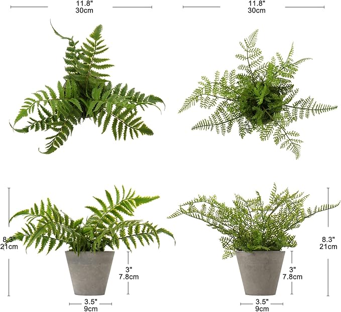 Briful 2PCS Fake Plants Potted Artificial Plants Greenery Faux Fern Eucalyptus Décor Plant for Indoor Home Office Bathroom Harmhouse Decoration