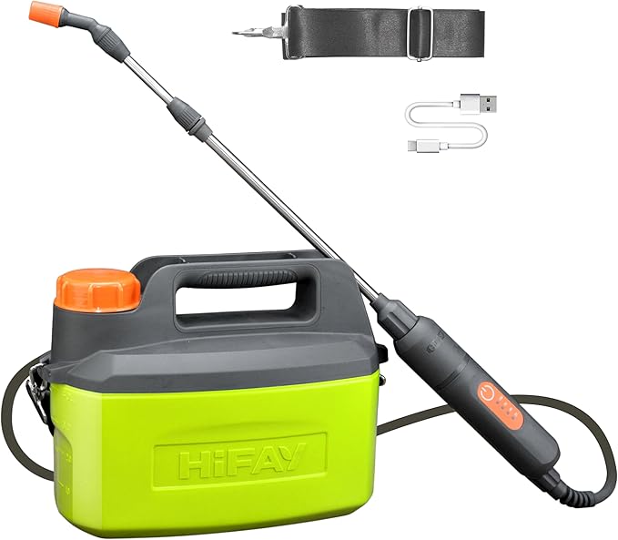 HIFAY ES4-PRO Electric Sprayer 1 Gallon Built-in 4000mAh,Rechargeable Battery Powered Sprayer with Telescopic Wand,Plant Mister,Kitchen Cleaning,Indoor Watering Can for Plants (Green)