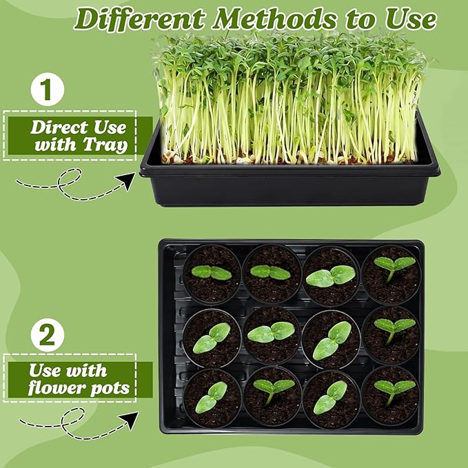Dualshine Seed Starter Tray Kit - 60-Pack 3.4 Inch Round Nursery Pots with Drainage Holes, 5 Seedling Trays, 100 Plant Labels & 2 Transplanting Tools for Vegetables, Flowers, Herbs Seed Starting