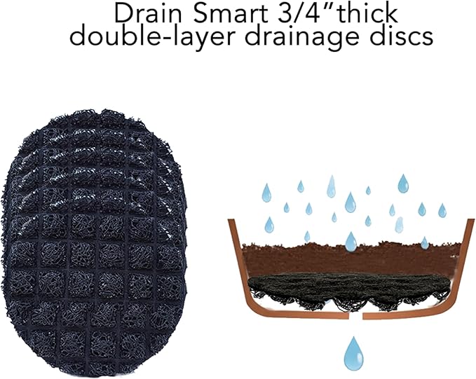 Drain Smart 3D Mesh Planter Pot Drainage Insert Disc – Made in USA – Keeps Soil in, Lets Water Drain Out – Cleaner, Lighter Alternative to Gravel for Indoor & Outdoor Planters (9" – 2 Pack)