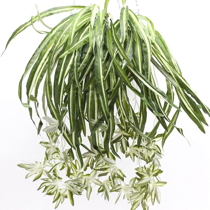 3 Packs Artificial Spider Plant, Silk Faux Chlorophytum Comosum Fake Spider Hanging Plant Decor for Outdoor Indoor Home Garden Office Decoration