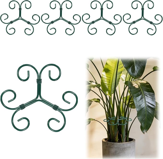 4 Pcs Plant Stem Supports for Indoor Plants, Iron Monstera Plant Support Stakes Plant Supports for Indoor Plants Holders Climbing and Thriving Growth Decorative Accessories